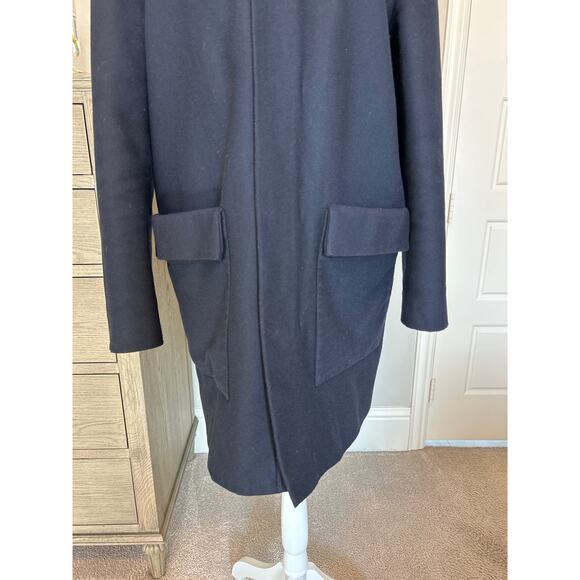 COS | Navy Blue Wool Blend Hooded Parka Coat | 38R - Picture 5 of 14